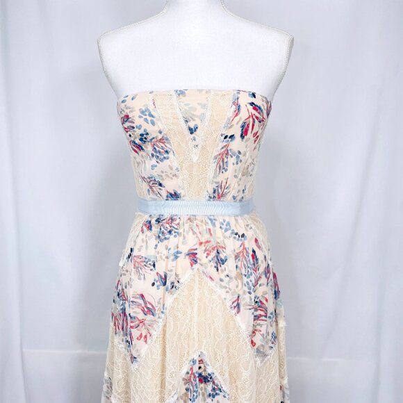 NWT BCBGMAXAZRIA Womens Full Length Strapless Floral Lace Elle Dress 0 - Picture 10 of 16